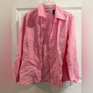 Casual Light Pink Button-Front Blouse